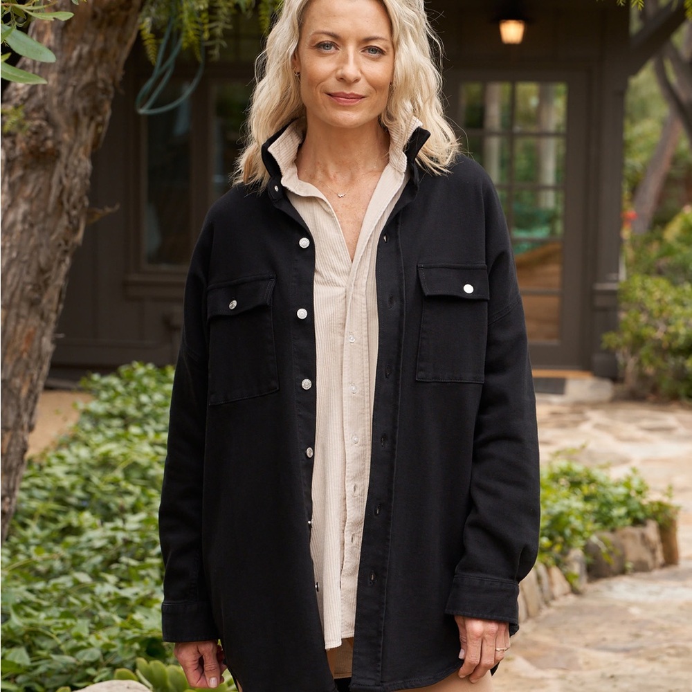 Frank & Eileen Mcloghlin Black Italian Dream Denim Utility Jacket Size M/L Cargo